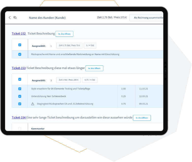 Project Invoice on Tablet