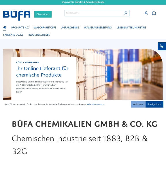 Website von Büfa Chemie