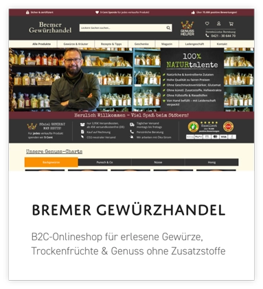 Website vom Bremer Gewürzhandel